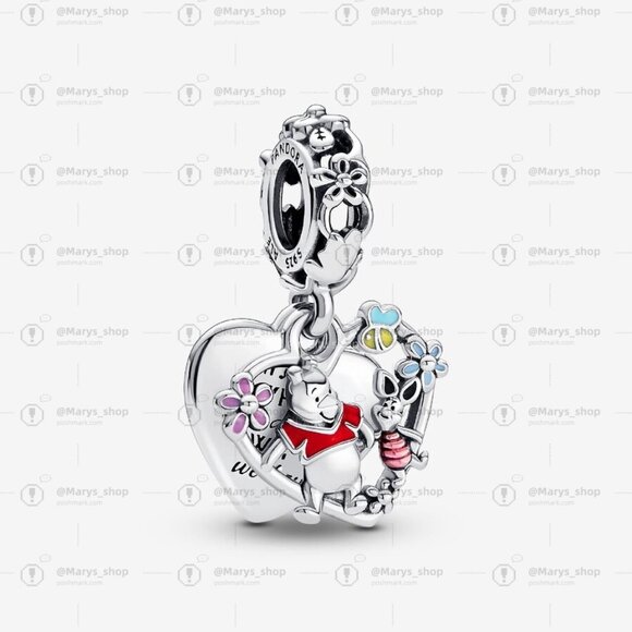 Pandora Disney Winnie the Pooh & Piglet Double Dangle Charm - Picture 1 of 2
